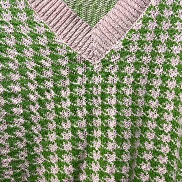 Houndstooth Knit Sweater Vest Sleeveless V-Neck Pullover Knitwear - Women’s S - Picture 7 of 8